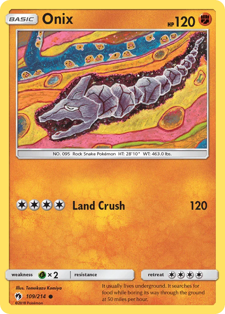 109, Common, Fighting, Grass[×2], Normal, Reverse Holofoil, Sun & Moon: Lost Thunder Onix (109/214) [Sun & Moon: Lost Thunder] - Trading Card World