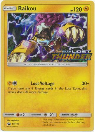 Fighting[×2], Holofoil, Lightning, Metal[-20], Promo, SM150, Sun & Moon: Black Star Promos Raikou (SM150) (Staff Prerelease Promo) [Sun & Moon: Black Star Promos] - Trading Card World