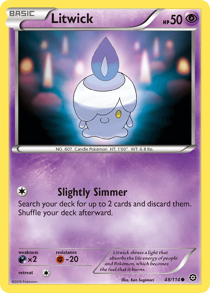 48, Common, Darkness[×2], Fighting[-20], Normal, Psychic, Reverse Holofoil, XY: Steam Siege Litwick (48/114) [XY: Steam Siege] - Trading Card World