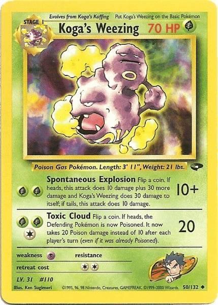 50, Grass, Gym Challenge Unlimited, Normal, Psychic[×2], Uncommon Koga's Weezing (50/132) [Gym Challenge Unlimited] - Trading Card World