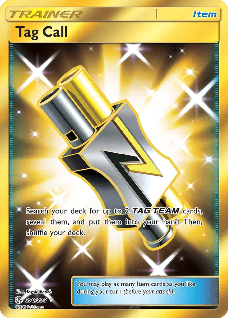 270, Holofoil, Item, Secret Rare, Sun & Moon: Cosmic Eclipse Tag Call (270/236) [Sun & Moon: Cosmic Eclipse] - Trading Card World