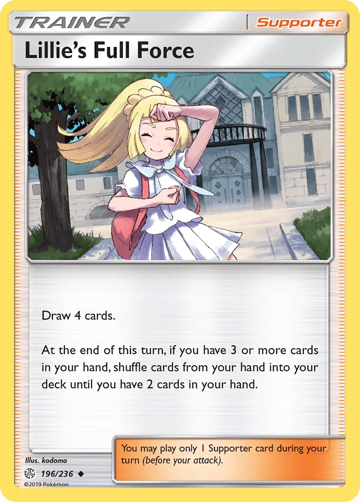 196, Normal, Reverse Holofoil, Sun & Moon: Cosmic Eclipse, Supporter, Uncommon Lillie's Full Force (196/236) [Sun & Moon: Cosmic Eclipse] - Trading Card World