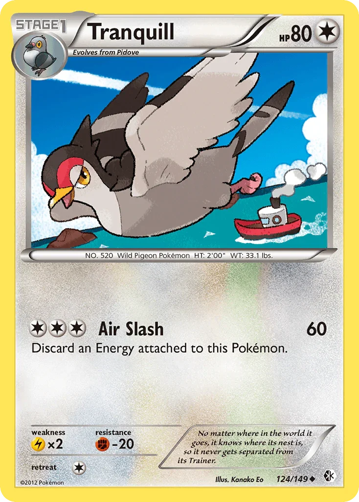 124, Black & White: Boundaries Crossed, Colorless, Fighting[-20], Lightning[×2], Normal, Reverse Holofoil, Uncommon Tranquill (124/149) [Black & White: Boundaries Crossed] - Trading Card World