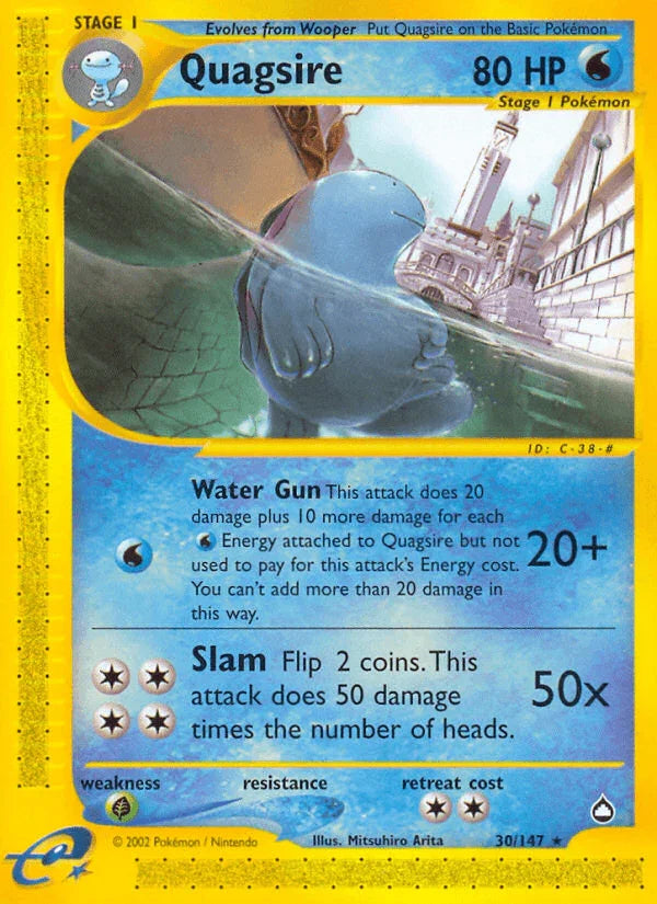 30, Aquapolis, Grass[×2], Normal, Rare, Reverse Holofoil, Water Quagsire (30/147) [Aquapolis] - Trading Card World