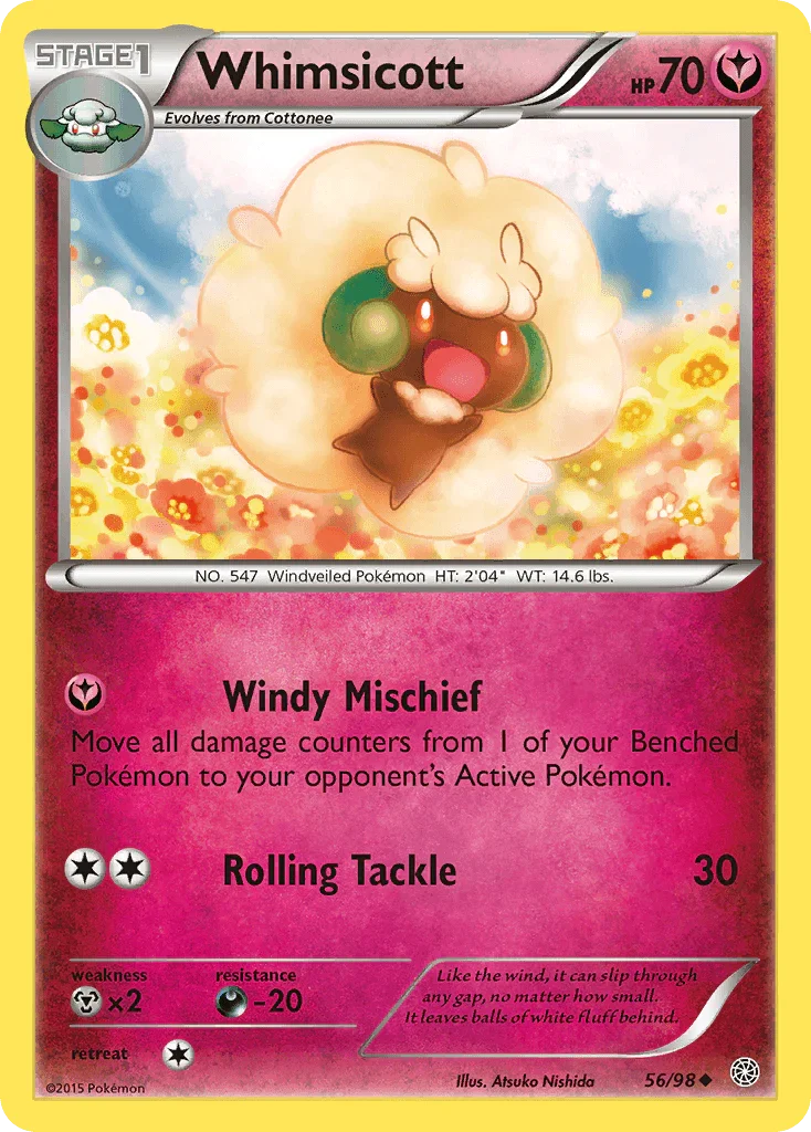 56, Darkness[-20], Fairy, Metal[×2], Normal, Reverse Holofoil, Uncommon, XY: Ancient Origins Whimsicott (56/98) [XY: Ancient Origins] - Trading Card World