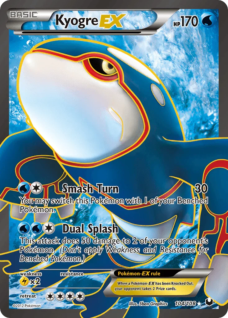 Black & White: Dark Explorers, Holofoil, Lightning[×2], Ultra Rare, Water Kyogre EX (104/108) [Black & White: Dark Explorers] - Trading Card World