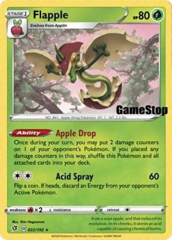 022, Fire[×2], Grass, Holofoil, Promo, Sword & Shield: Rebel Clash Flapple (022/192) (Gamestop Exclusive) [Sword & Shield: Rebel Clash] - Trading Card World