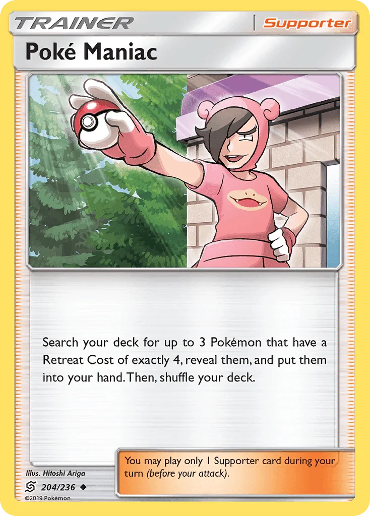 204, Normal, Reverse Holofoil, Sun & Moon: Unified Minds, Supporter, Uncommon Poke Maniac (204/236) [Sun & Moon: Unified Minds] - Trading Card World