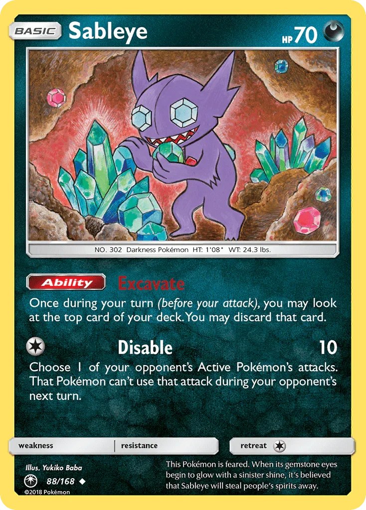 88, Darkness, Normal, Reverse Holofoil, Sun & Moon: Celestial Storm, Uncommon Sableye (88/168) [Sun & Moon: Celestial Storm] - Trading Card World