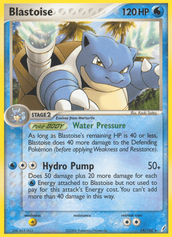 14, EX: Crystal Guardians, Lightning[×2], Normal, Rare, Water Blastoise (14/100) [EX: Crystal Guardians] - Trading Card World