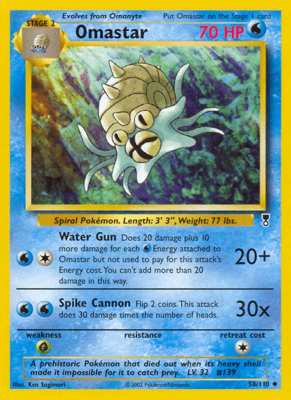 58, Grass[×2], Legendary Collection, Normal, Reverse Holofoil, Uncommon, Water Omastar (58/110) [Legendary Collection] - Trading Card World