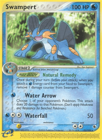 23, EX: Ruby & Sapphire, Lightning[×2], Normal, Rare, Reverse Holofoil, Water Swampert (23/109) [EX: Ruby & Sapphire] - Trading Card World
