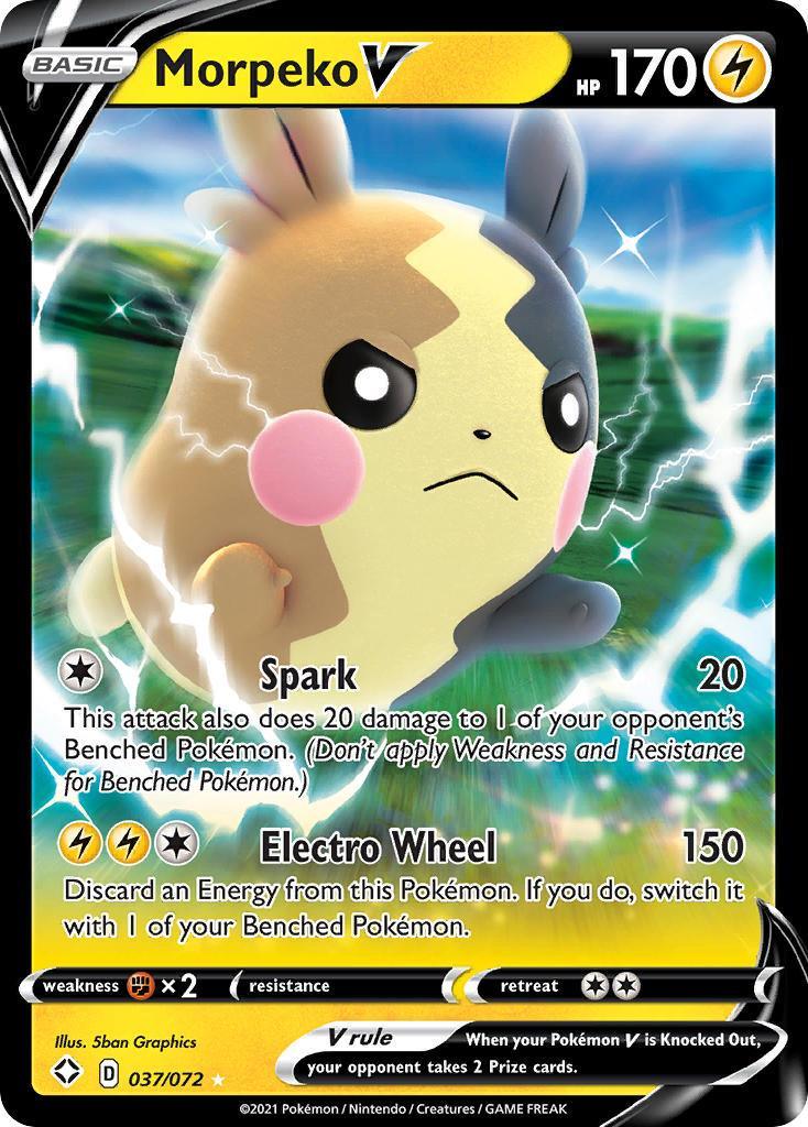 037, Fighting[×2], Holofoil, Lightning, Sword & Shield: Shining Fates, Ultra Rare Morpeko V (037/072) [Sword & Shield: Shining Fates] - Trading Card World