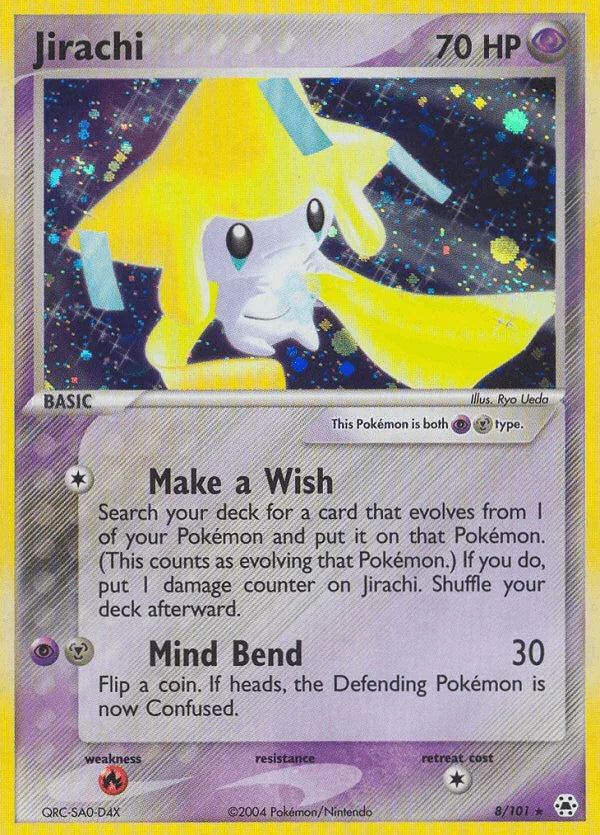 EX: Hidden Legends, Fire[×2], Holo Rare, Holofoil, Metal, Psychic, Reverse Holofoil Jirachi (8/101) [EX: Hidden Legends] - Trading Card World