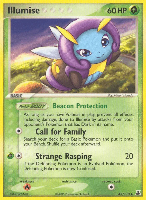 45, EX: Delta Species, Fire[×2], Grass, Normal, Uncommon Illumise (45/113) [EX: Delta Species] - Trading Card World