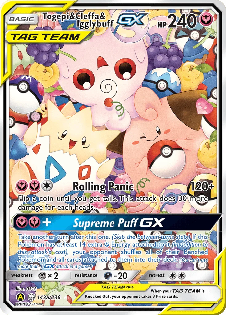 143a, Alternate Art Promos, Darkness [-30], Fairy, Holofoil, Metal [x2], Promo Togepi & Cleffa & Igglybuff GX (143a/236) [Alternate Art Promos] - Trading Card World
