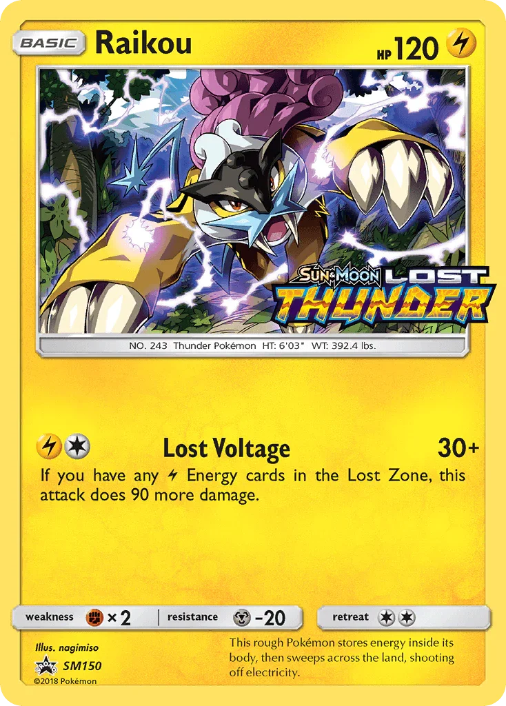 Black Star Promo, Fighting[×2], Holofoil, Lightning, Metal[-20], SM150, Sun & Moon: Black Star Promos Raikou (SM150) [Sun & Moon: Black Star Promos] - Trading Card World
