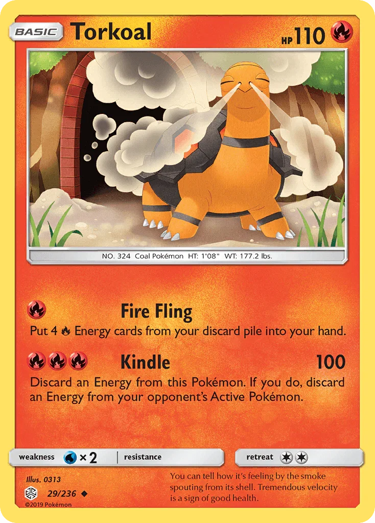 29, Fire, Normal, Reverse Holofoil, Sun & Moon: Cosmic Eclipse, Uncommon, Water[×2] Torkoal (29/236) [Sun & Moon: Cosmic Eclipse] - Trading Card World
