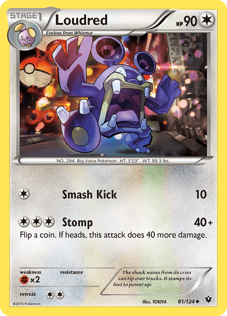 81, Colorless, Fighting[×2], Normal, Reverse Holofoil, Uncommon, XY: Fates Collide Loudred (81/124) [XY: Fates Collide] - Trading Card World