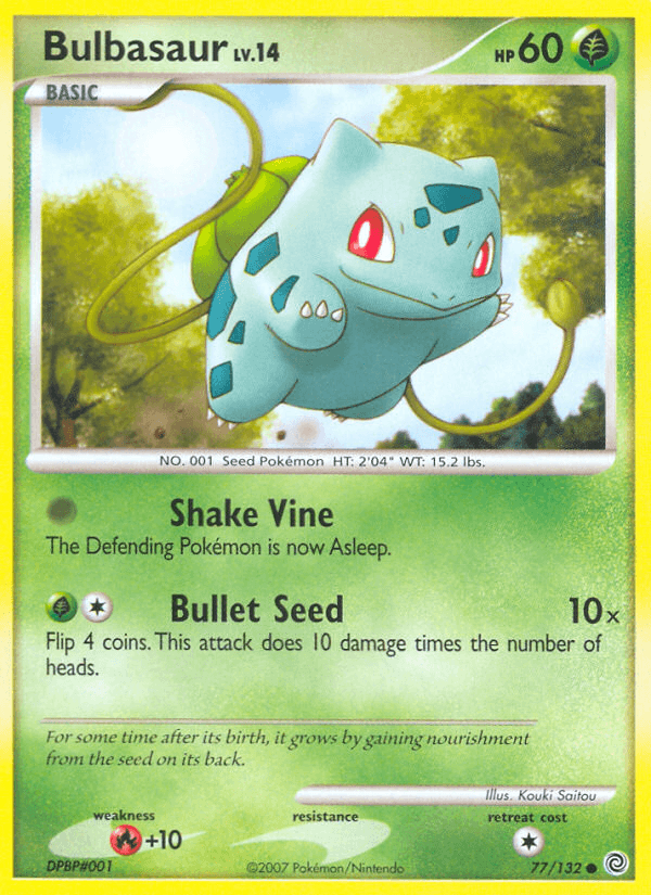 77, Common, Diamond & Pearl: Secret Wonders, Fire[+10], Grass, Normal, Reverse Holofoil Bulbasaur (77/132) [Diamond & Pearl: Secret Wonders] - Trading Card World