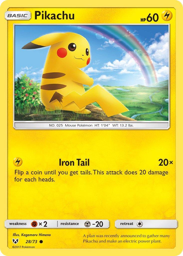 28, Common, Fighting[×2], Holofoil, Lightning, Metal[-20], Sun & Moon: Shining Legends Pikachu (28/73) (Lets Play, Pikachu Cracked Ice Holo) (Theme Deck Exclusives) [Sun & Moon: Shining Legends] - Trading Card World