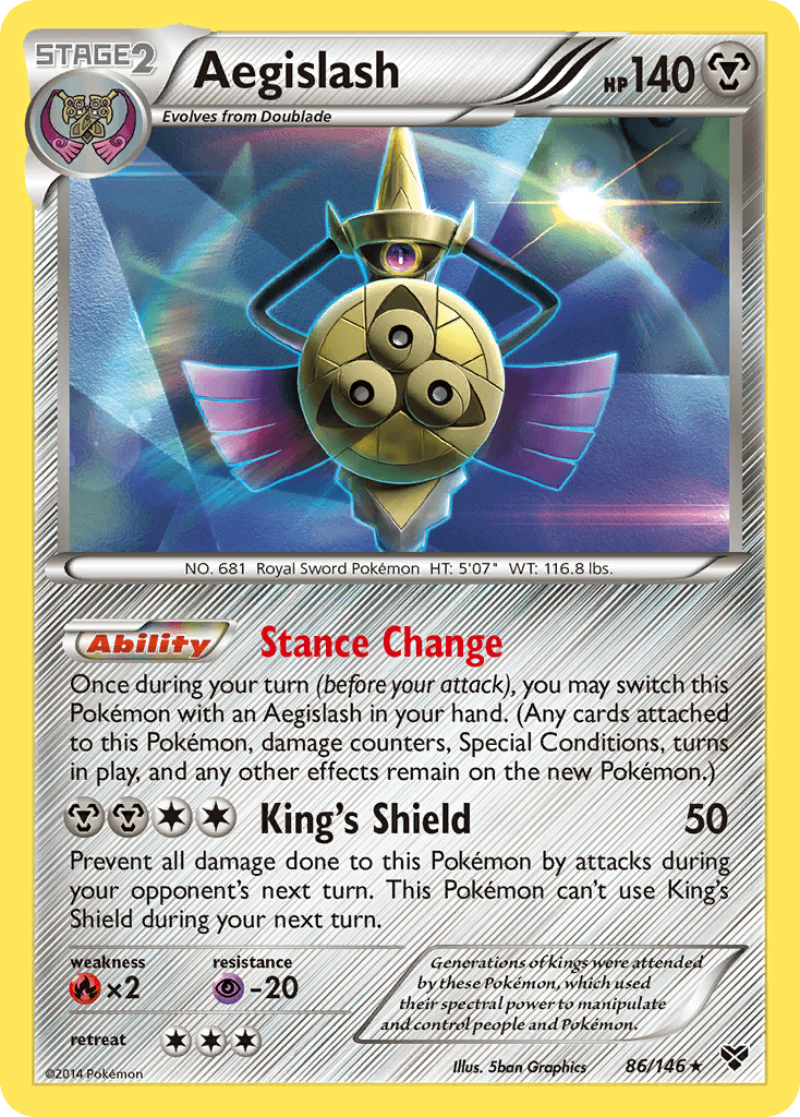 86, Fire[×2], Holo Rare, Holofoil, Metal, Psychic[-20], Reverse Holofoil, XY: Base Set Aegislash (86/146) [XY: Base Set] - Trading Card World