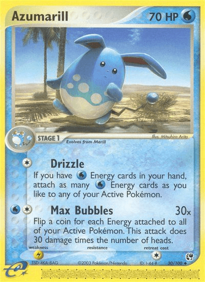 30, EX: Sandstorm, Lightning[×2], Normal, Reverse Holofoil, Uncommon, Water Azumarill (30/100) [EX: Sandstorm] - Trading Card World