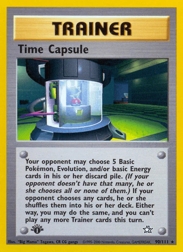 1st Edition Normal, 90, Neo Genesis 1st Edition, Rare, Trainer Time Capsule (90/111) [Neo Genesis 1st Edition] - Trading Card World