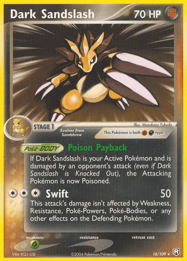 18, Darkness, EX: Team Rocket Returns, Fighting, Grass[×2], Normal, Rare Dark Sandslash (18/109) [EX: Team Rocket Returns] - Trading Card World