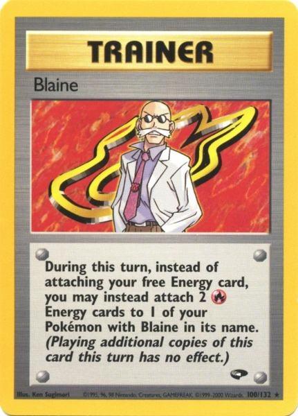100, Gym Challenge Unlimited, Normal, Rare, Trainer Blaine (100/132) [Gym Challenge Unlimited] - Trading Card World