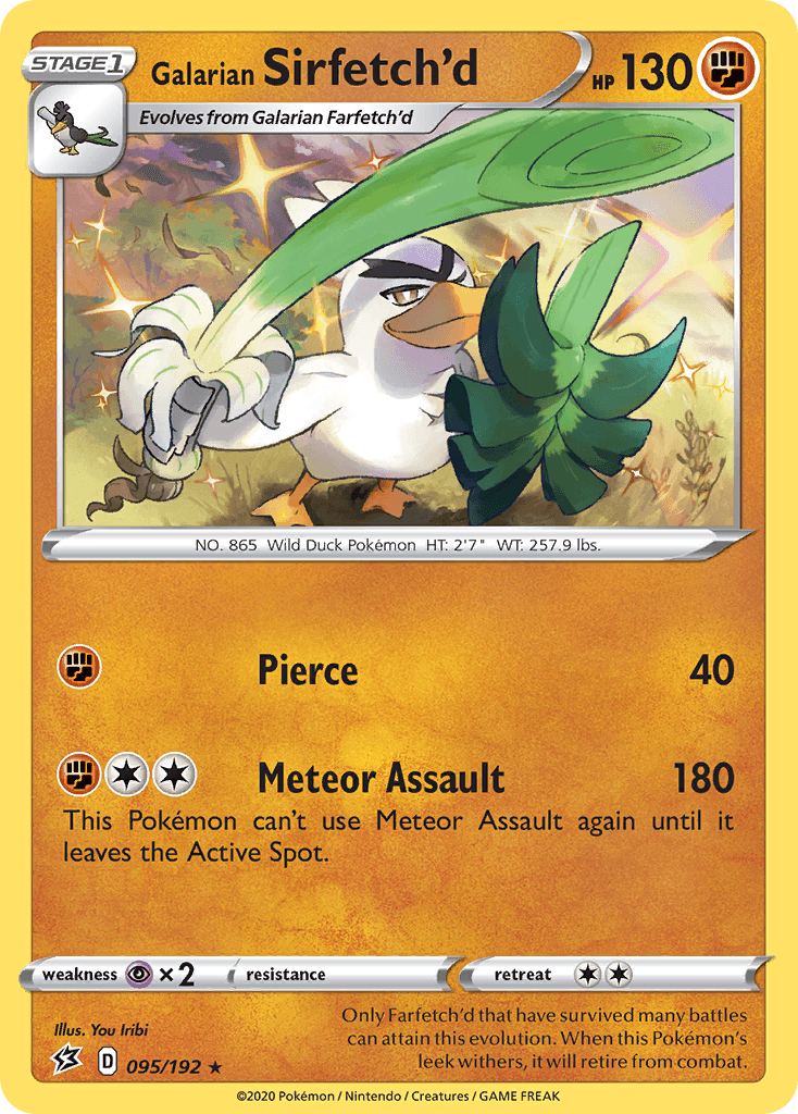 095, Fighting, Holo Rare, Holofoil, Psychic[×2], Reverse Holofoil, Sword & Shield: Rebel Clash Galarian Sirfetch'd (095/192) [Sword & Shield: Rebel Clash] - Trading Card World