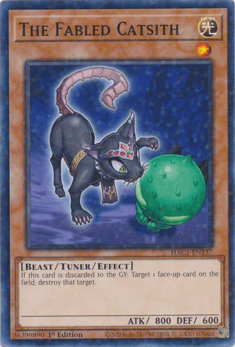 1st Edition, Beast, Common, Hidden Arsenal: Chapter 1, Light, Tuner/Effect Monster The Fabled Catsith (Duel Terminal) [HAC1-EN137] Common - Trading Card World