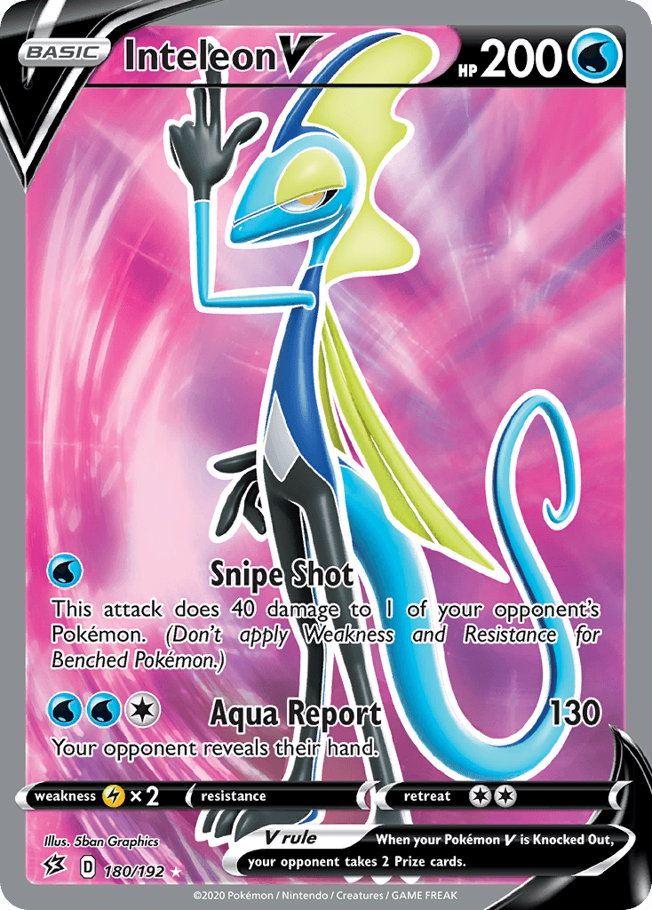 180, Holofoil, Lightning[×2], Sword & Shield: Rebel Clash, Ultra Rare, Water Inteleon V (180/192) [Sword & Shield: Rebel Clash] - Trading Card World