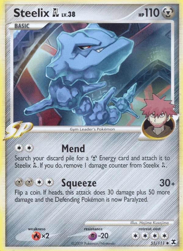 51, Fire[×2], Metal, Normal, Platinum: Rising Rivals, Psychic[-20], Reverse Holofoil, Uncommon Steelix GL (51/111) [Platinum: Rising Rivals] - Trading Card World