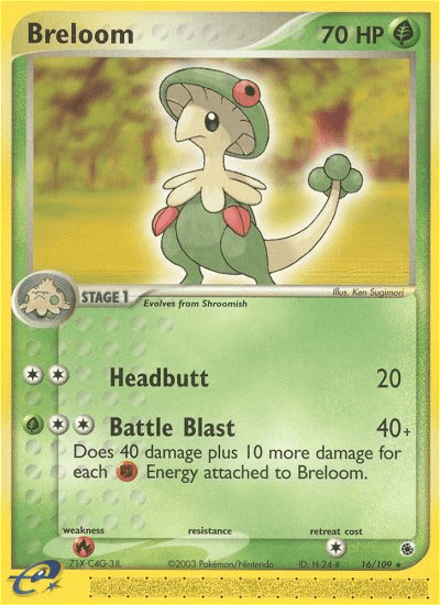 16, EX: Ruby & Sapphire, Fire[×2], Grass, Normal, Rare, Reverse Holofoil Breloom (16/109) [EX: Ruby & Sapphire] - Trading Card World