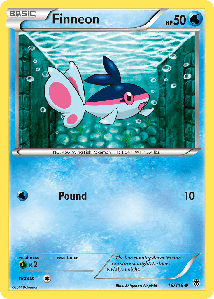 18, Common, Grass[×2], Normal, Reverse Holofoil, Water, XY: Phantom Forces Finneon (18/119) [XY: Phantom Forces] - Trading Card World