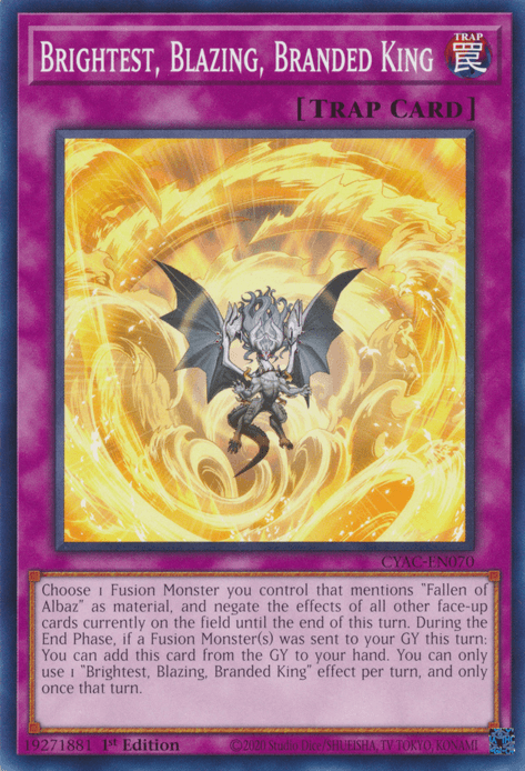 1st Edition, Common, Cyberstorm Access, Normal Trap, Trap Brightest, Blazing, Branded King [CYAC-EN070] Common - Trading Card World
