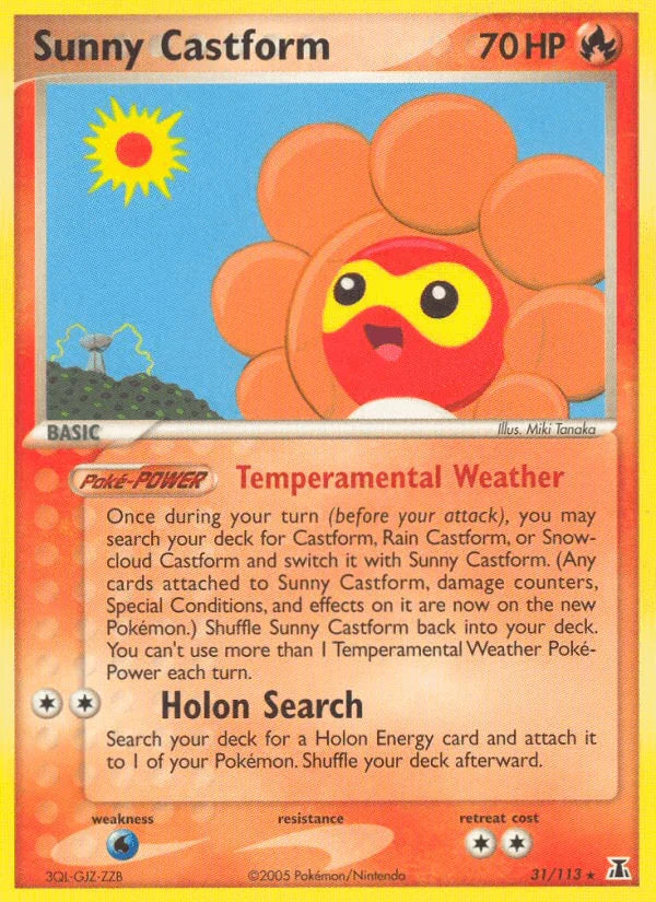 31, EX: Delta Species, Fire, Normal, Rare, Water[×2] Sunny Castform (31/113) [EX: Delta Species] - Trading Card World