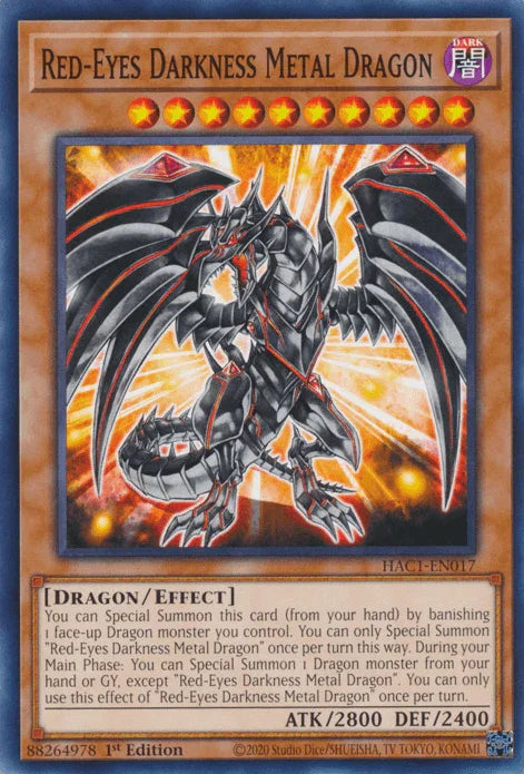 1st Edition, Common, Dark, Dragon, Effect Monster, Hidden Arsenal: Chapter 1 Red-Eyes Darkness Metal Dragon [HAC1-EN017] Common - Trading Card World