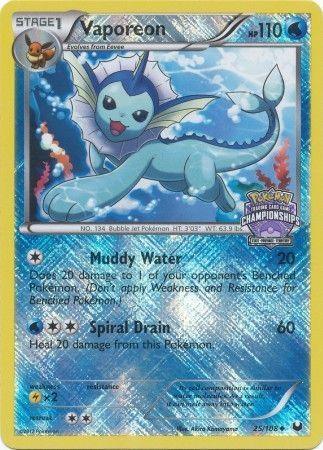 25, Black & White: Dark Explorers, Holofoil, Lightning[×2], Promo, Reverse Holofoil, Water Vaporeon (25/108) (State Province Championship 2013 Promo) [Black & White: Dark Explorers] - Trading Card World