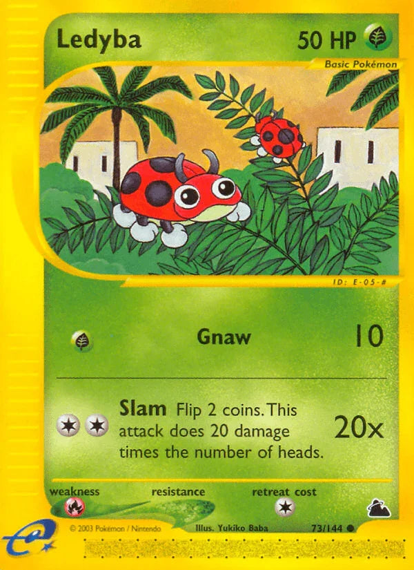 73, Common, Fire[×2], Grass, Normal, Reverse Holofoil, Skyridge Ledyba (73/144) [Skyridge] - Trading Card World