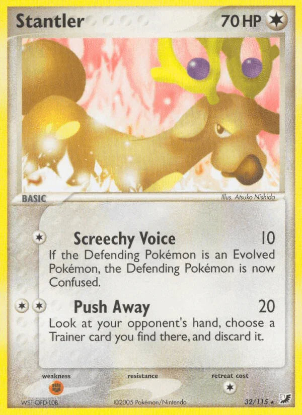 32, Colorless, EX: Unseen Forces, Fighting[×2], Normal, Rare Stantler (32/115) [EX: Unseen Forces] - Trading Card World