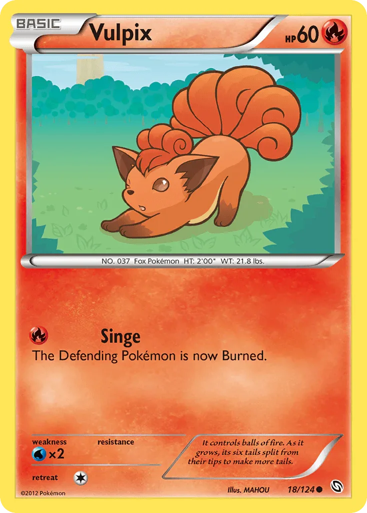 18, Black & White: Dragons Exalted, Common, Fire, Normal, Reverse Holofoil, Water[×2] Vulpix (18/124) [Black & White: Dragons Exalted] - Trading Card World