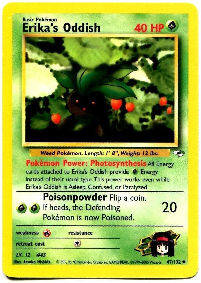 47, Fire[×2], Grass, Gym Heroes Unlimited, Normal, Uncommon Erika's Oddish (47/132) [Gym Heroes Unlimited] - Trading Card World