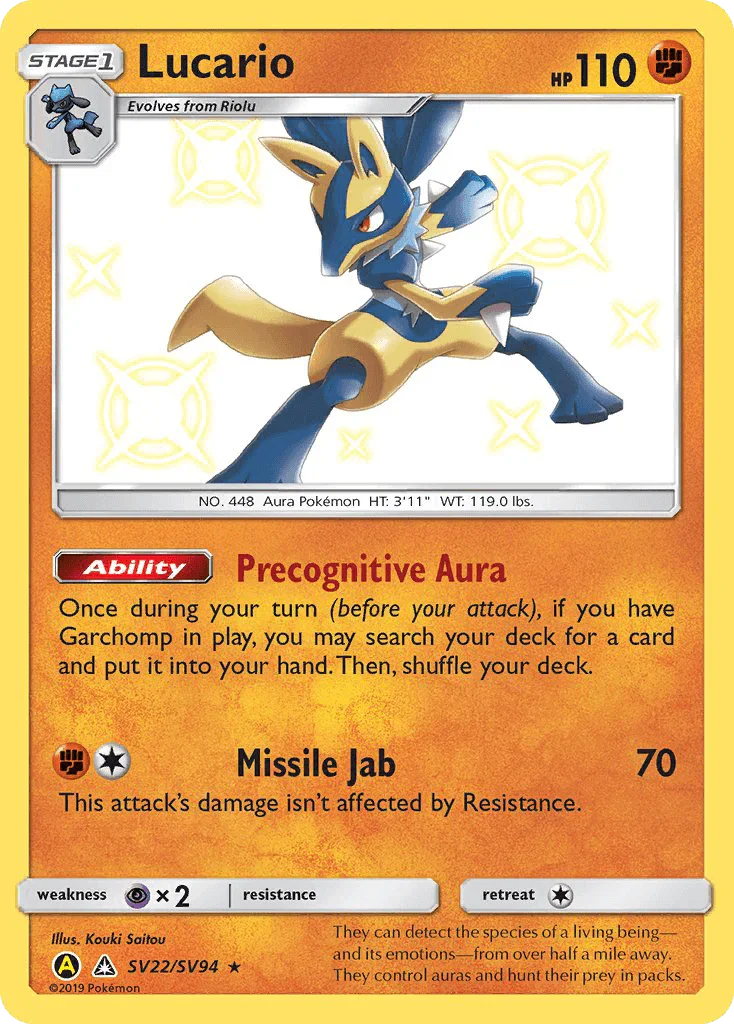 Fighting, Holofoil, Psychic[×2], Sun & Moon: Hidden Fates - Shiny Vault, SV22, Ultra Rare Lucario (SV22/SV94) [Sun & Moon: Hidden Fates - Shiny Vault] - Trading Card World