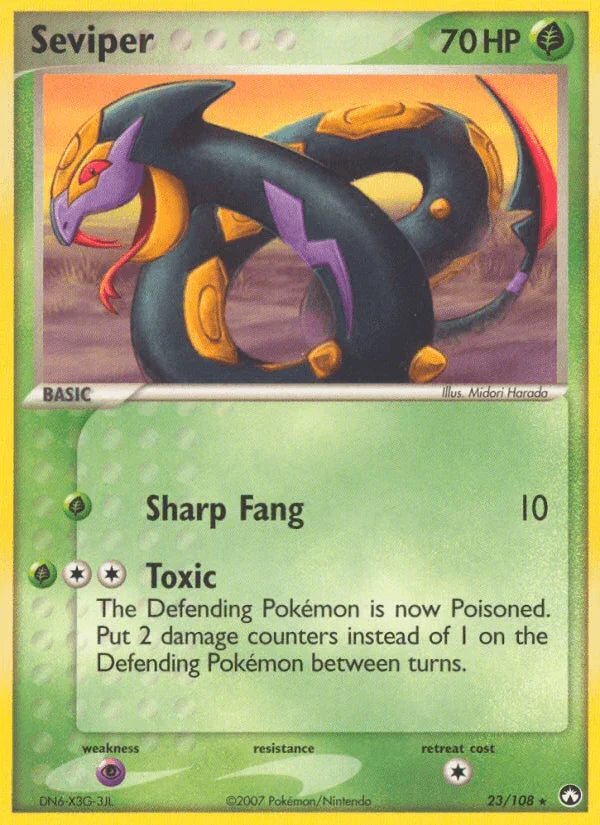 23, EX: Power Keepers, Grass, Normal, Psychic[×2], Rare Seviper (23/108) [EX: Power Keepers] - Trading Card World
