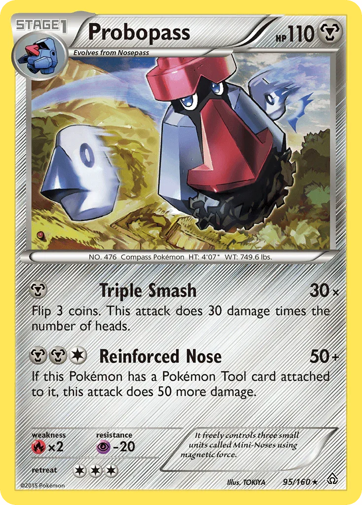 95, Fire[×2], Metal, Normal, Psychic[-20], Rare, Reverse Holofoil, XY: Primal Clash Probopass (95/160) [XY: Primal Clash] - Trading Card World