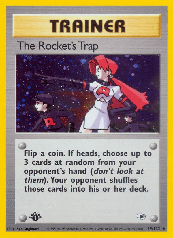 19, 1st Edition Holofoil, Gym Heroes 1st Edition, Holo Rare, Item The Rocket's Trap (19/132) [Gym Heroes 1st Edition] - Trading Card World