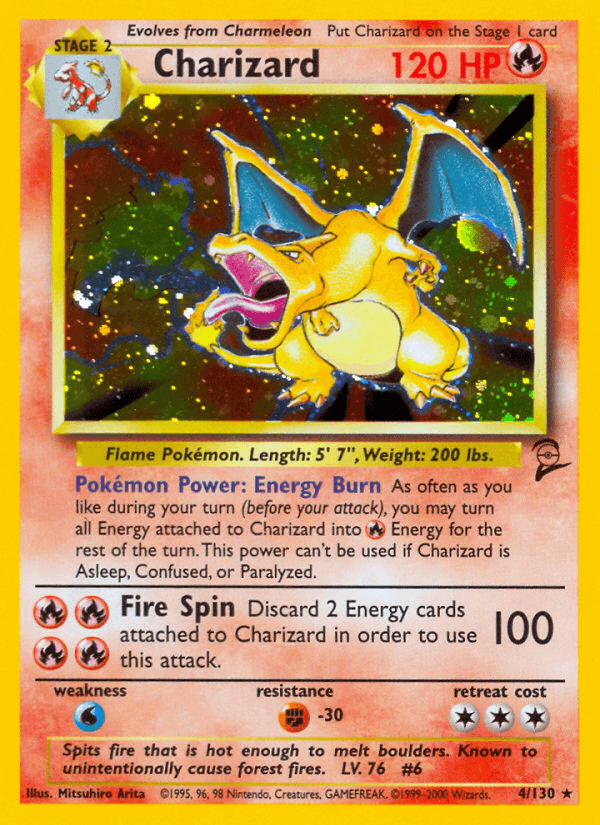 Base Set 2, Fighting[-30], Fire, Holo Rare, Holofoil, Water[×2] Charizard (4/130) [Base Set 2] - Trading Card World