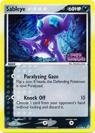 31, Colorless[-30], Darkness, EX: Holon Phantoms, Rare, Reverse Holofoil Sableye (31/110) (Stamped) [EX: Holon Phantoms] - Trading Card World